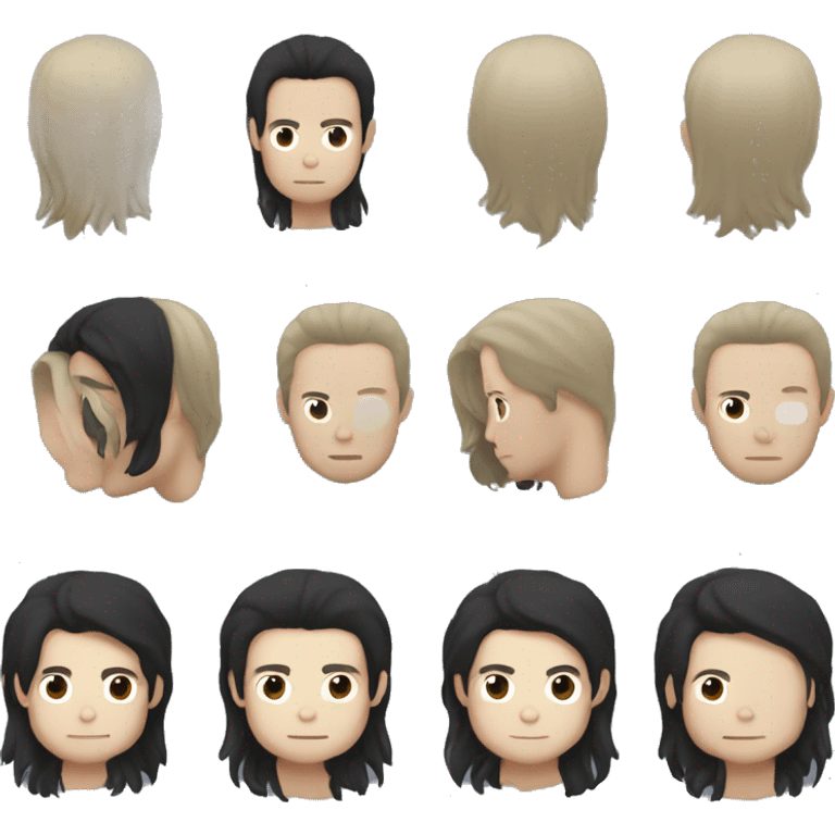 white skin color japanese man with black middle long hair, make it from shoulders and create only one emoji emoji