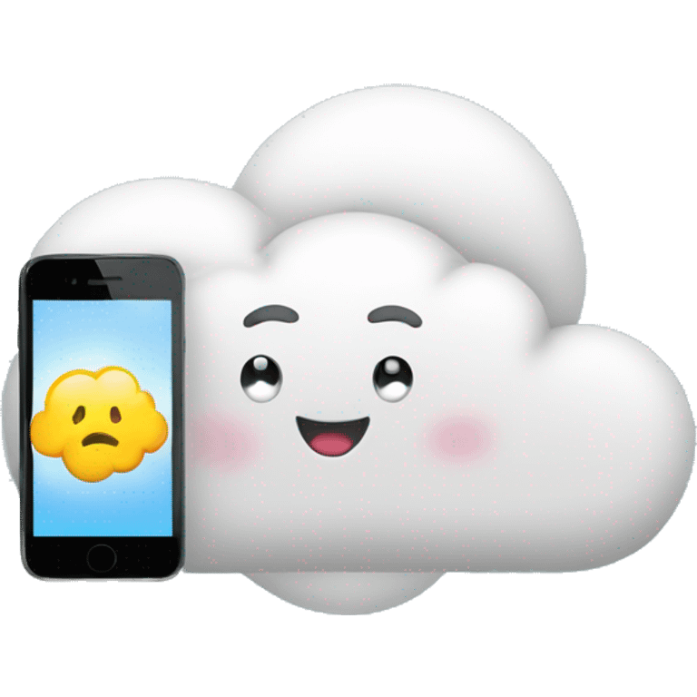 happy cloud with a cellphone and this words AdmiCloud emoji