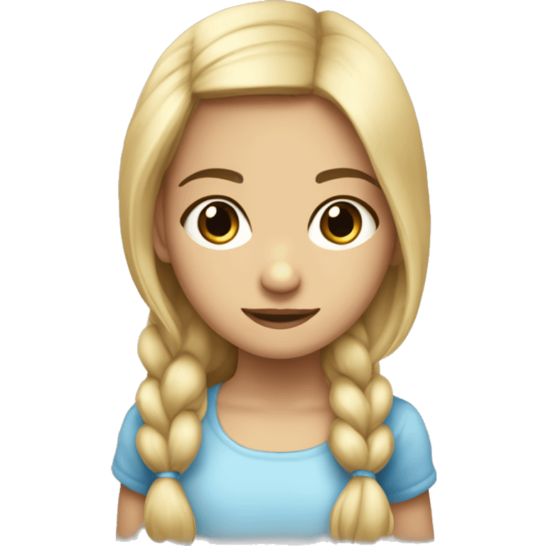 Niña con pelo rubio liso y largo y ojos azules emoji