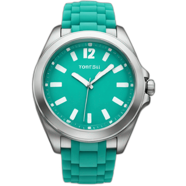 turquoise watch with white details emoji