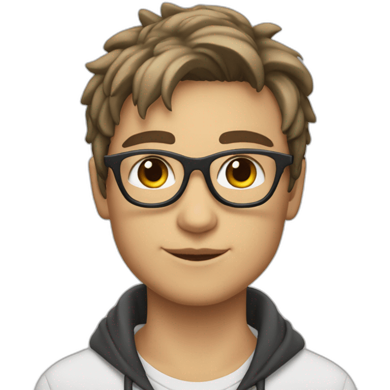 joven piel blanca gafas y gato emoji