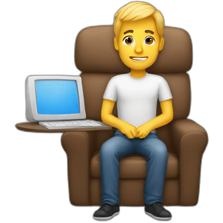 A man sitting with pc  emoji