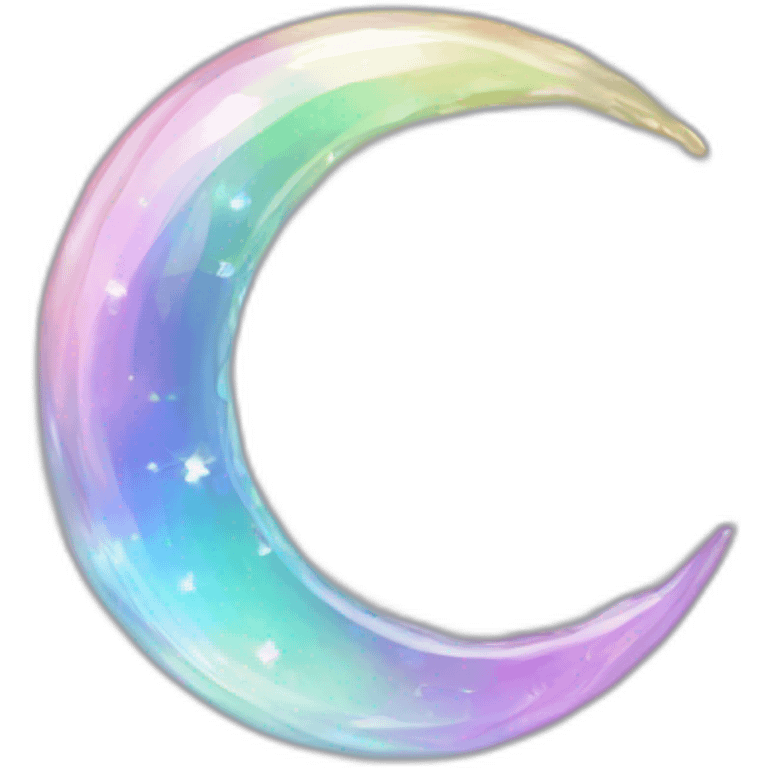 Pastel iridescent rainbow crystal crescent circle emoji