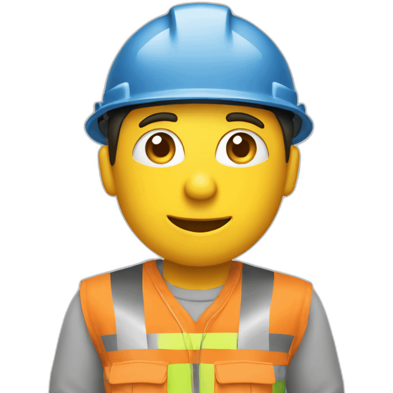 guy holds plans in front of face wearing construction hat emoji