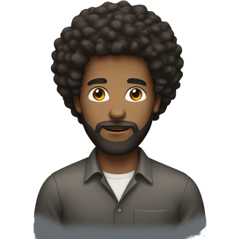 A male with a beard and long afro hair emoji