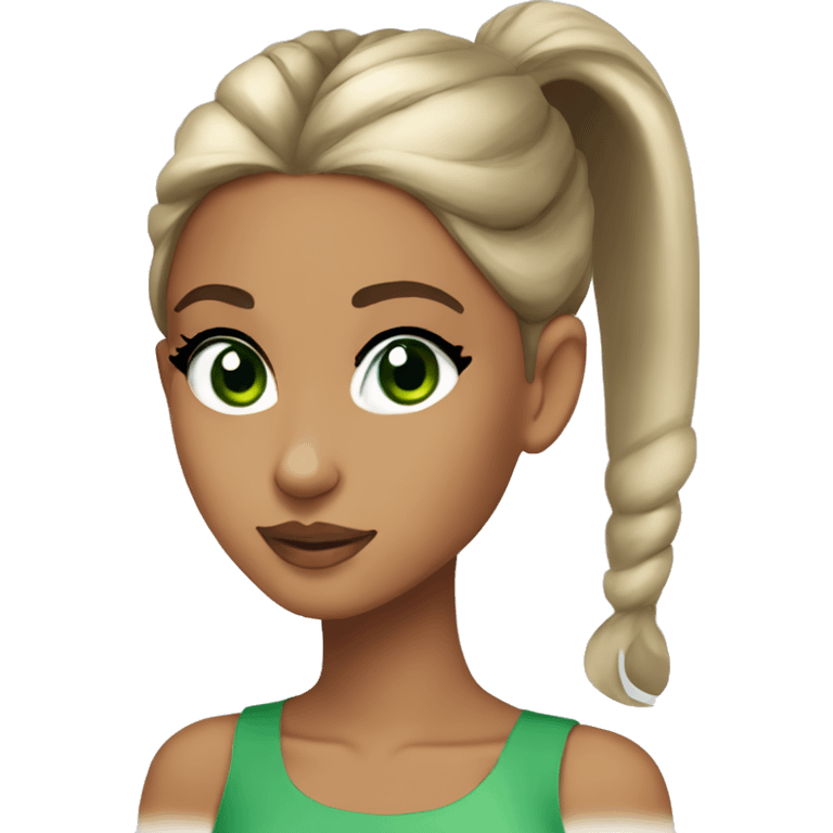 ariana grande with high ponytail  and green eyes  emoji