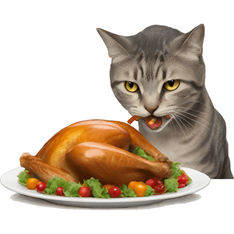 cat eating a turkey emoji