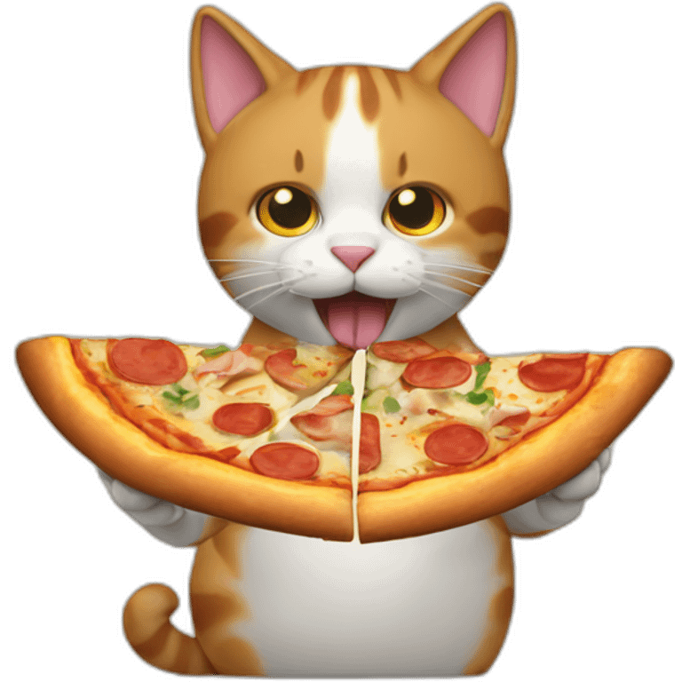 Gato comiendo pizza emoji