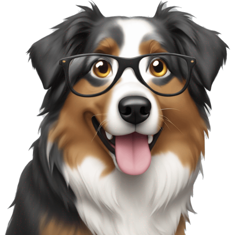 Australian shepherd with glasses emoji