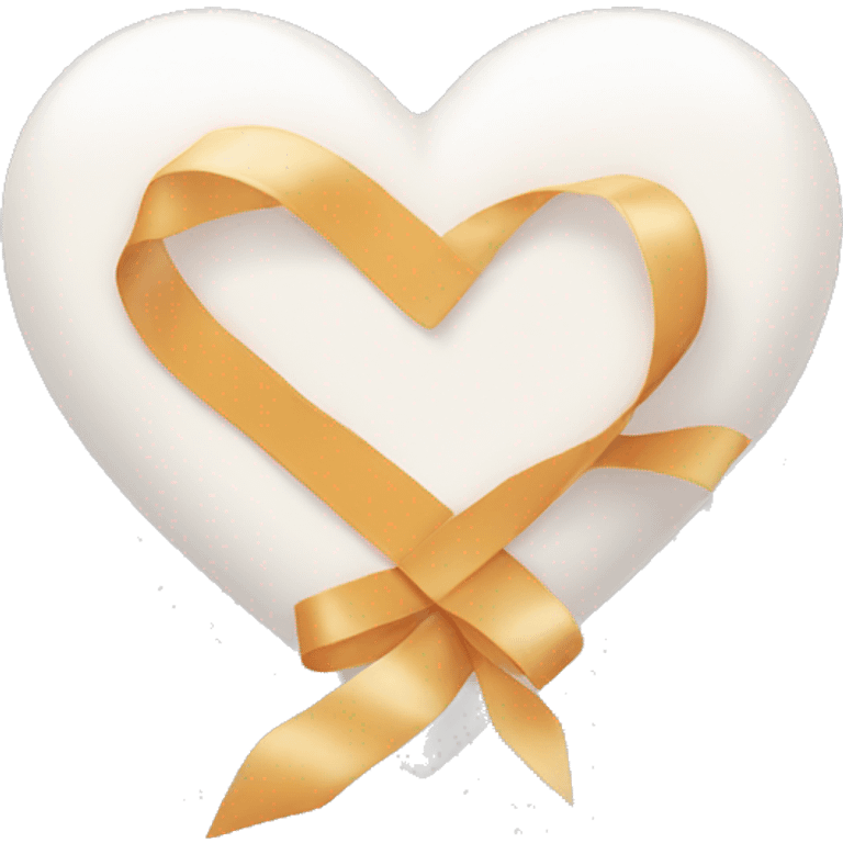 White warm colour heart with a ribbon on it  emoji