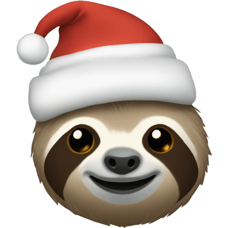 Sloth wearing a Christmas hat emoji