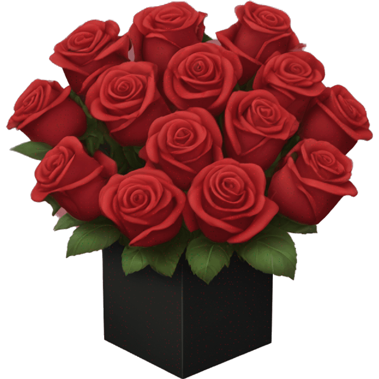 box of roses in black box  emoji