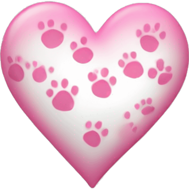 White heart with small pink paw prints on it emoji