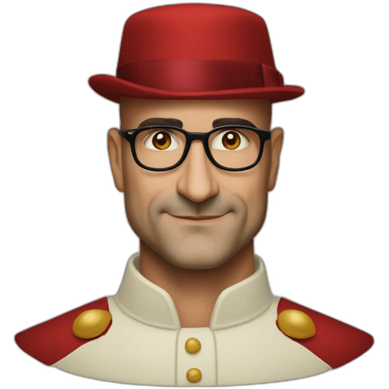 stanley tucci wearing a mitre cardinal hat emoji