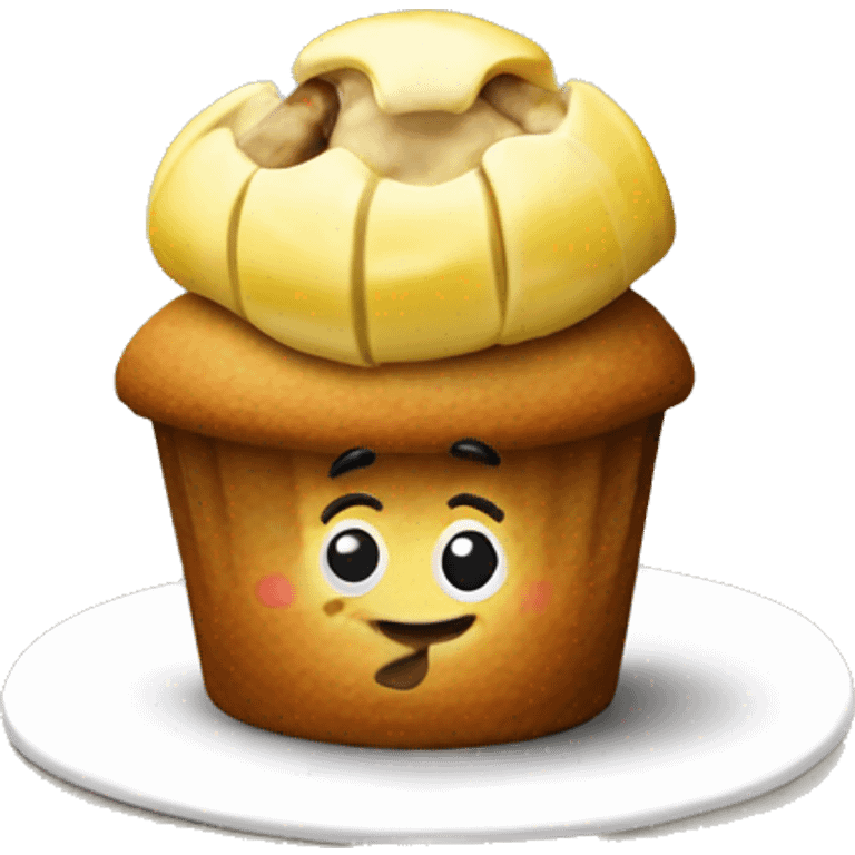 Banana nuts muffin with smile  emoji