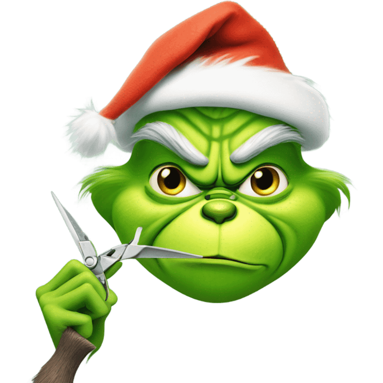 the grinch holding scissors emoji