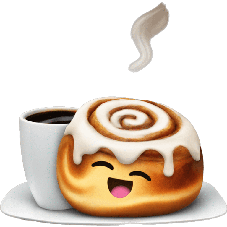 Cinnamon Roll next to coffee emoji