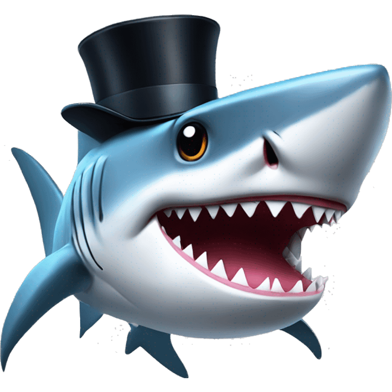 Shark with a top hat emoji