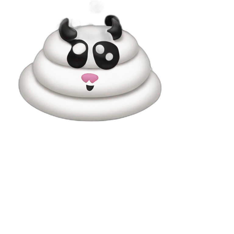 Happy cupcake with black and white cow spots emoji