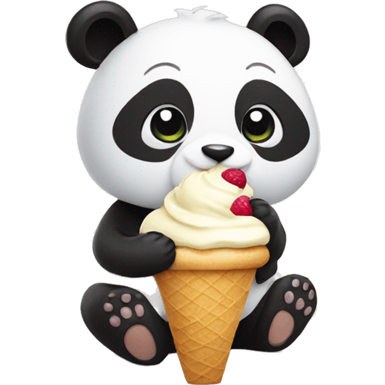 Panda eating ice cream emoji