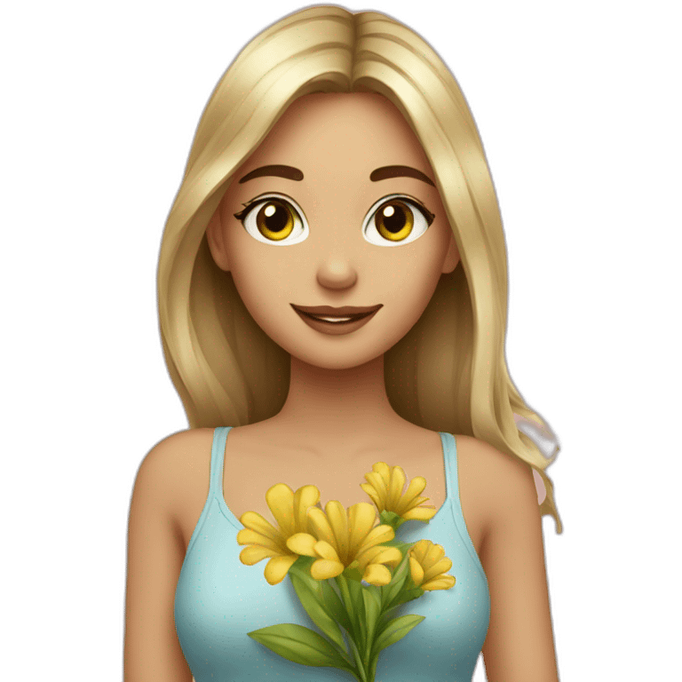 Beautiful girl with flower emoji