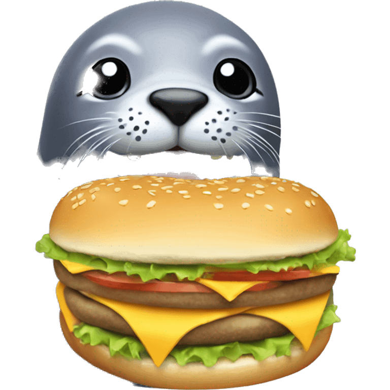 Seal eating a Cheeseburger emoji