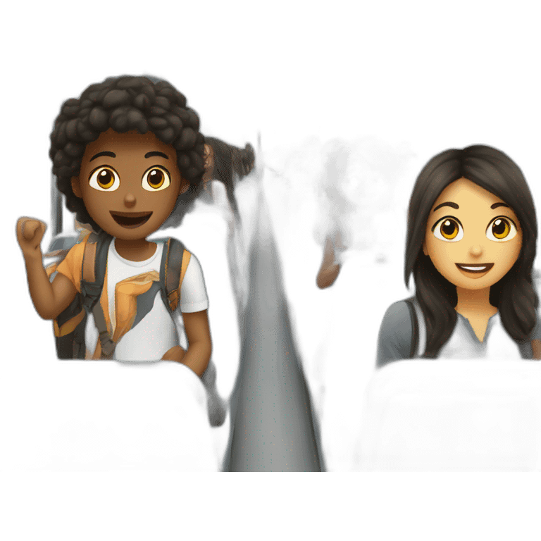 students riding the train emoji