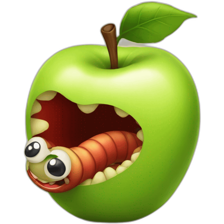 Worm inside the apple emoji