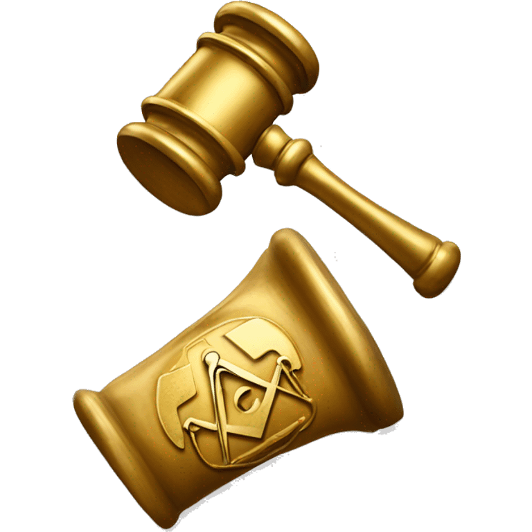 gold gavel with freemason logo and letter g emoji