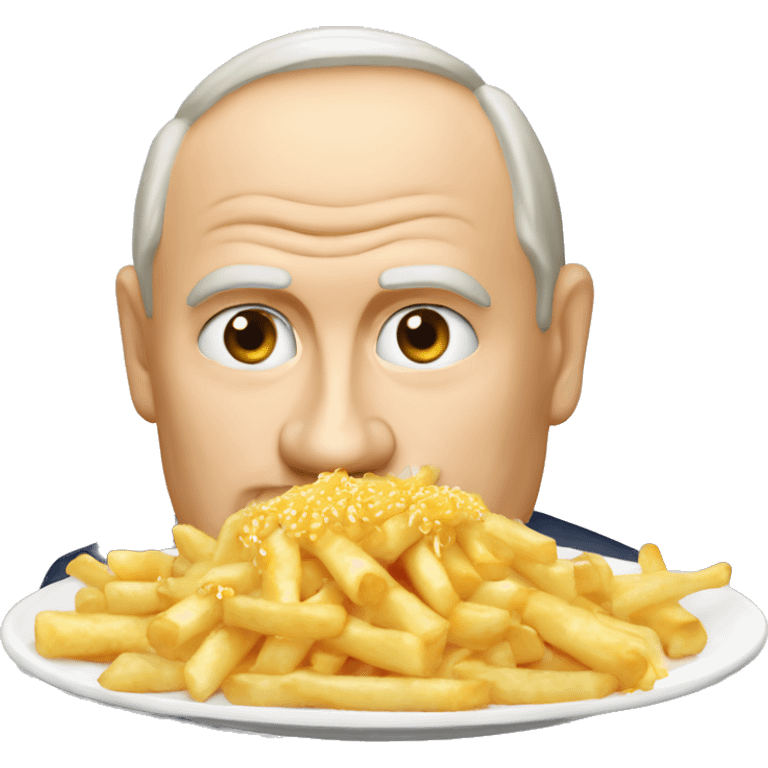 Vladimir Poutine qui mange une poutine emoji