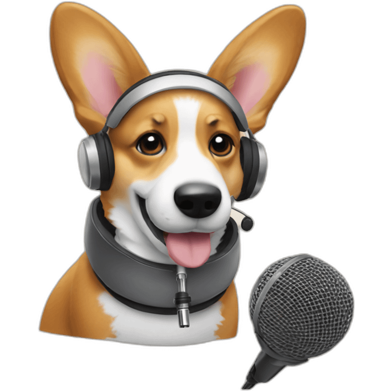 corgi with microphone headset emoji