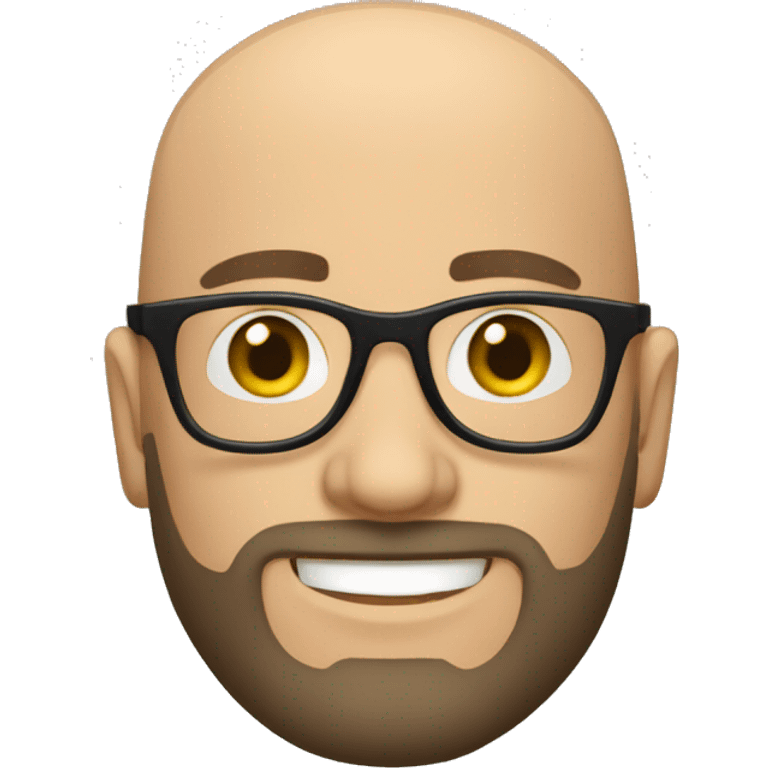 man short beard bald caucasian black glasses emoji