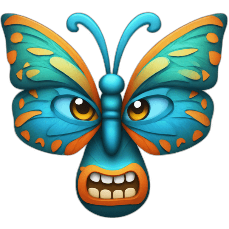 Tiki with colors blue and orange-butterfly-tornado-fun-love-eyelasch emoji