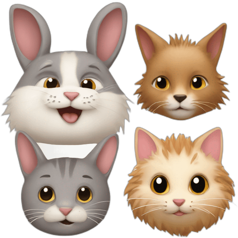 rabbit and hedgehog and cat emoji