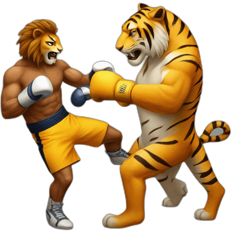 Tiger boxing lion emoji