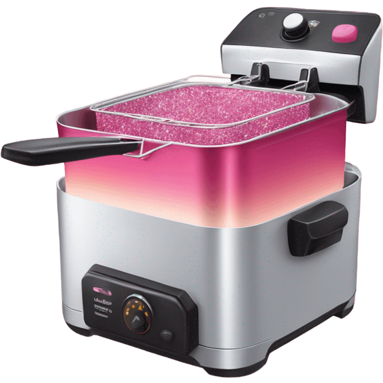 Pink ombre deep fryer with glitter chicken  emoji