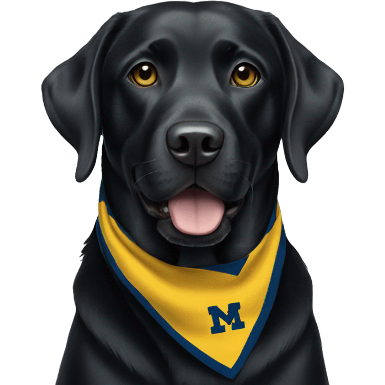 Black Labrador wearing Michigan color bandana emoji