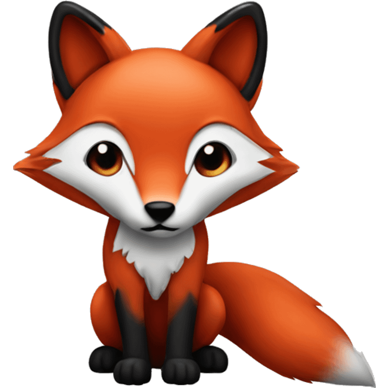 Red and black fox with 3 tails emoji