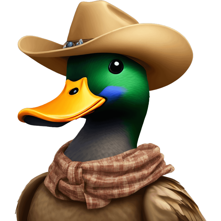 mallard duck with a cowboy hat emoji