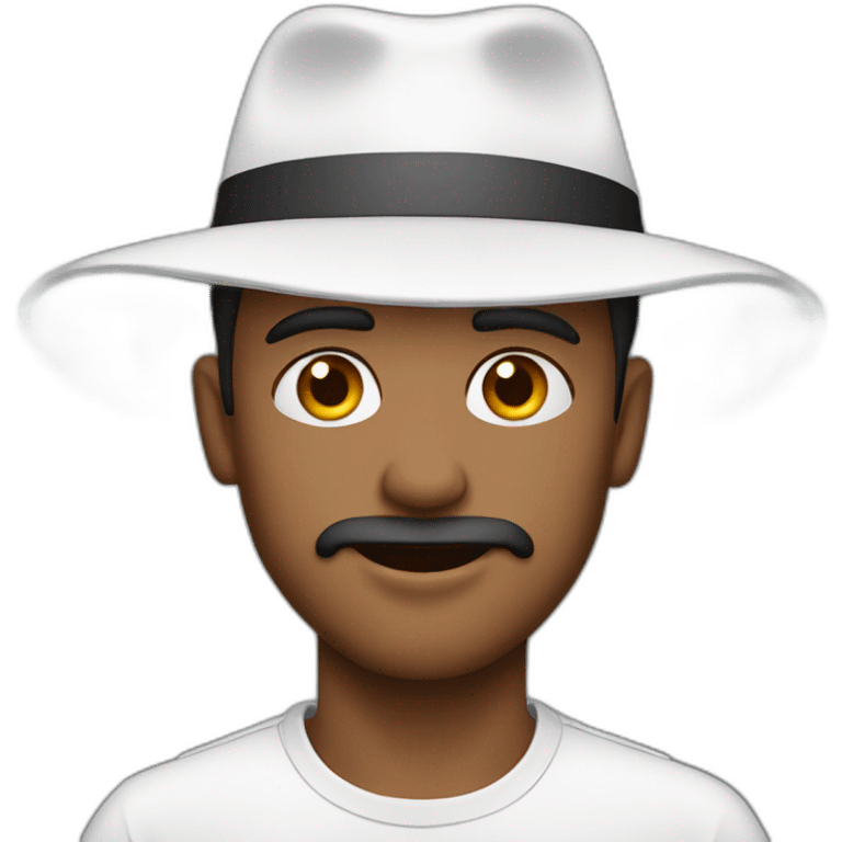 Guy in a hat, false eyelashes and white clothes emoji