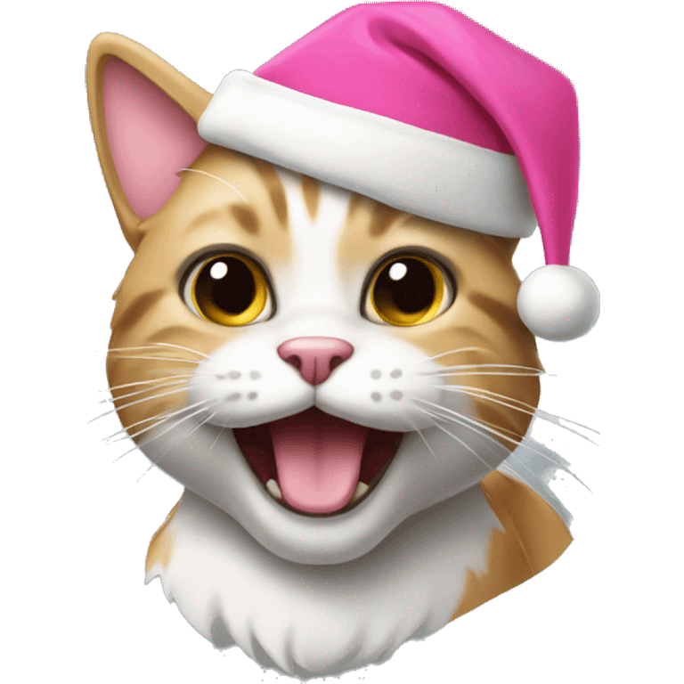 cat with pink santa hat emoji