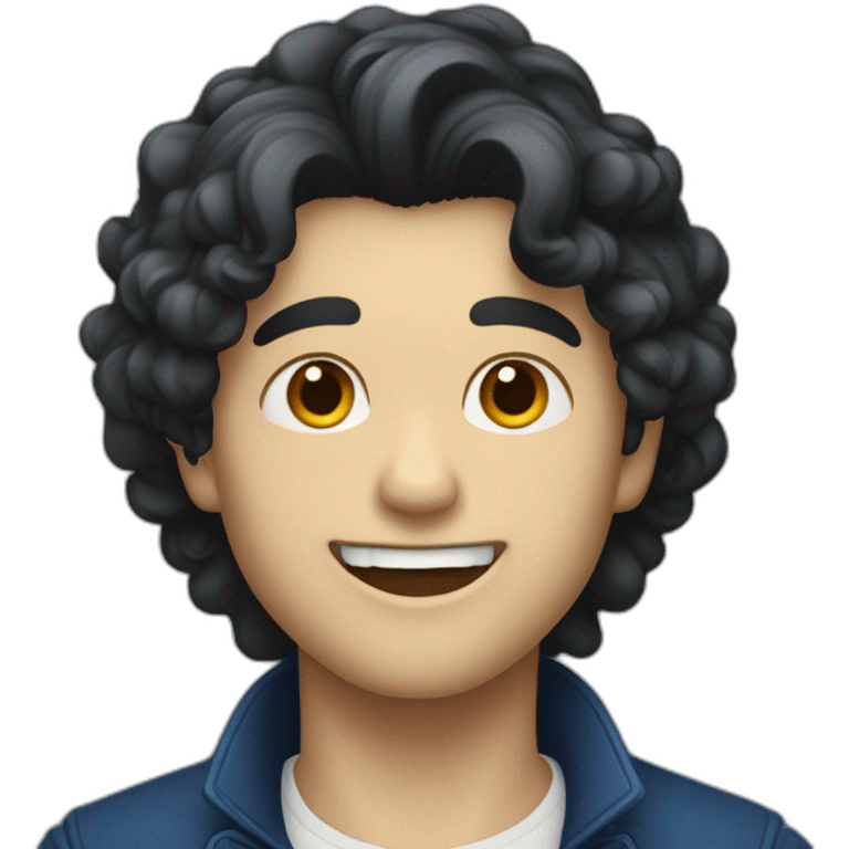 Un jeune homme noir, les cheveux bleus et qui a das dents de vampire. emoji