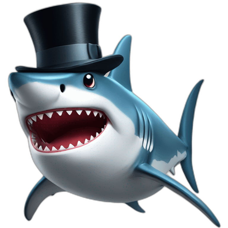 Shark with a top hat emoji