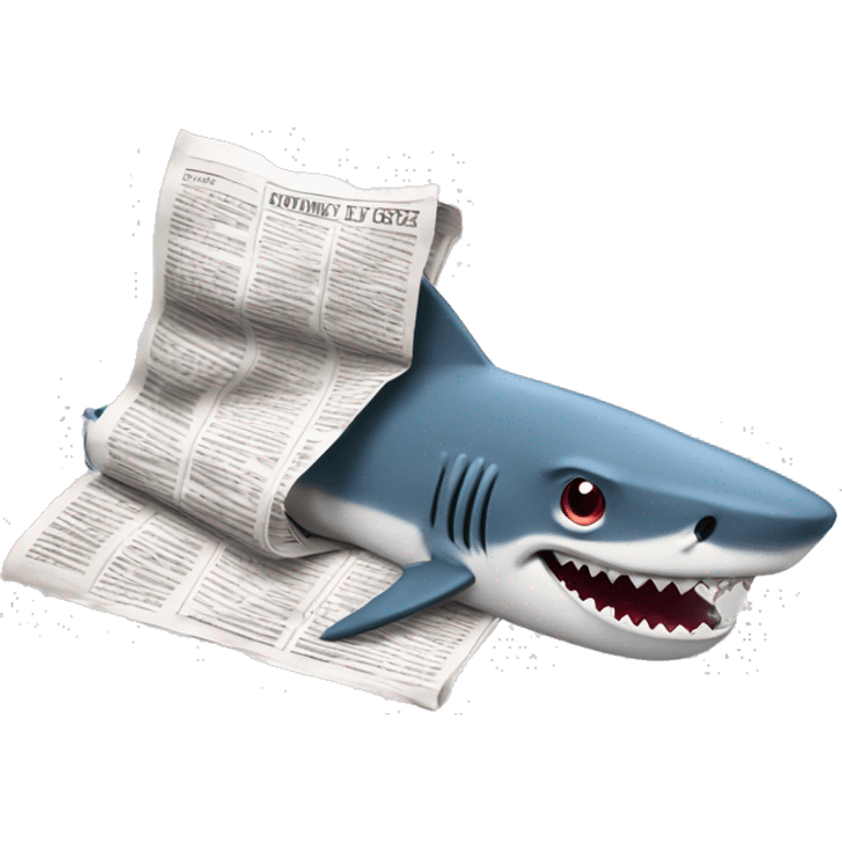 Bored shark rereading a newspaper  emoji