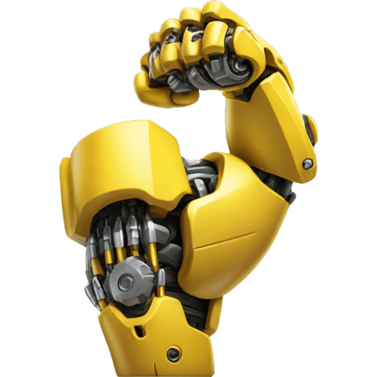 Yellow mechanical cyborg bicep that’s flexing emoji