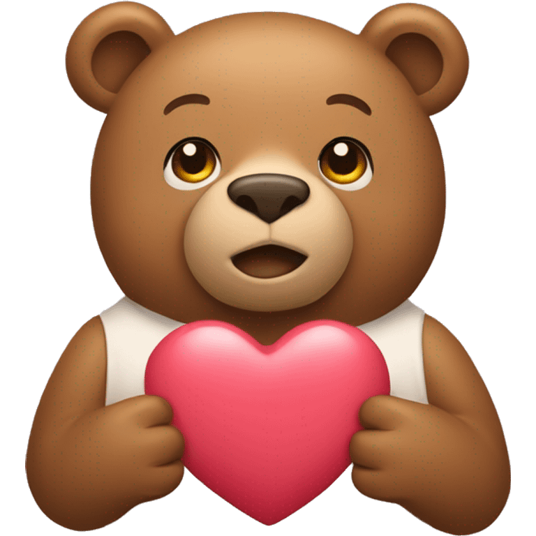 Light brown bear holding a heart emoji