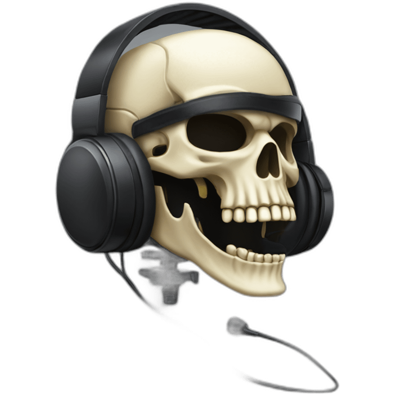 Military Skeleton mask with a long black mask underneath it and headset with a microphone emoji