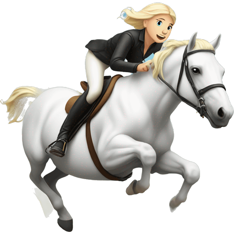 Blonde rider Jumping white horse emoji