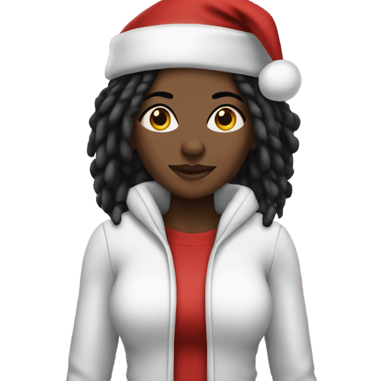 Black female santa with black dreadlocks emoji