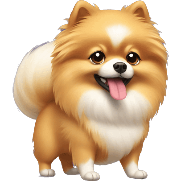 Pomeranian doing workout  emoji